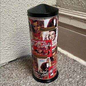 Tin can advertising column Old Hollywood Stars collector’s decoration.